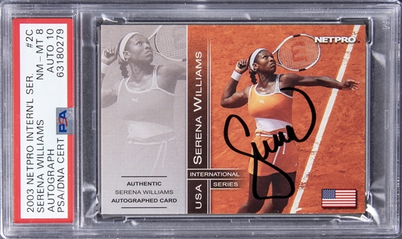 2003 Netpro International Series #2C Serena Williams Signed Rookie Card (#037/500) - PSA NM-MT 8, PSA/DNA 10
